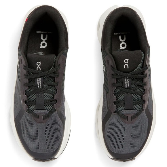 "On Women's Cloudrunner 2 Running Shoes Black and White Color - Picture 2 of 4